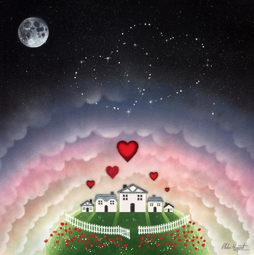 Heart Stars by Chloe Nugent - Original Glazed Mixed Media on Board